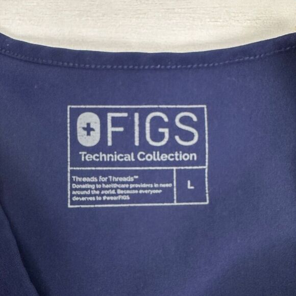 Figs Casma Scrub Top Women L Navy Blue Three Pocket Short Sleeve Nurse Medical - Picture 8 of 14